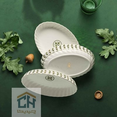 مرغ خوری بیضی چینی کوچک گلدکیش طرح ROYSA مدل GK701143-2