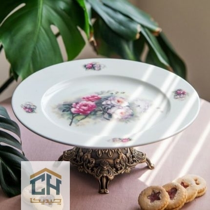 دیس چینی گرد پایه دار گل دار مدل 1161