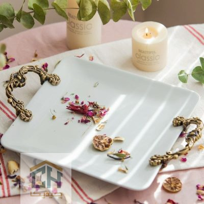 دیس چینی مربع دسته پیوتر مدل 98