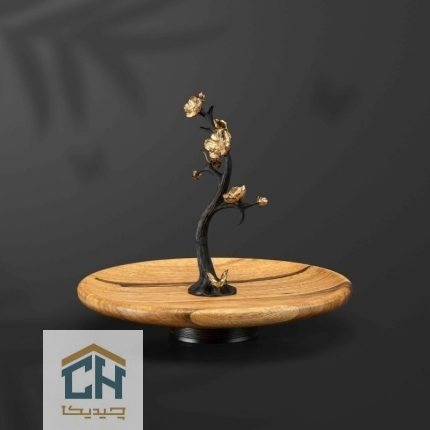 شیرینی خوری چوب و برنج گلدکیش طرح butterfly wood مدل GK829802