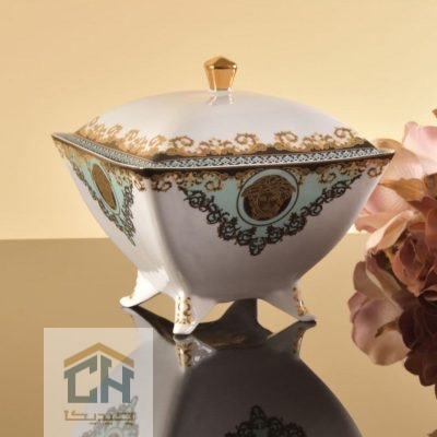 شکلات خوری چینی طرح ورساچه فیروزه ای مدل FP104