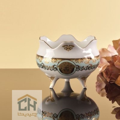 شکلات خوری چینی 3 پایه طرح ورساچه فیروزه ای مدل FP153