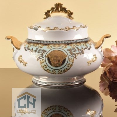 سوپ خوری چینی طرح ورساچه فیروزه ای مدل FP080