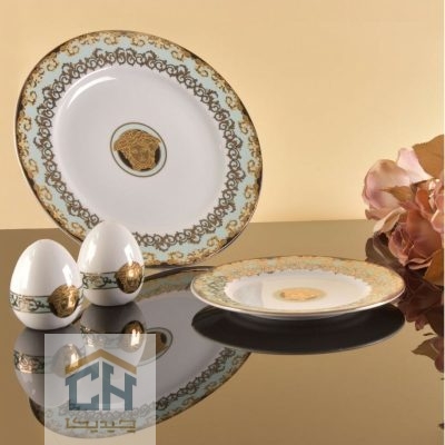 میوه خوری چینی سرویس 9 پارچه طرح ورساچه فیروزه ای مدل SP009