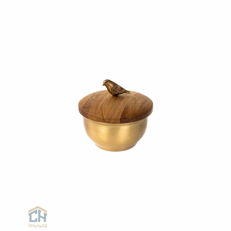 wood and brass sugar bowl Goldkish WOOD design model GK829407 قندان چوب و برنج گلدکیش طرح WOOD مدل GK829407