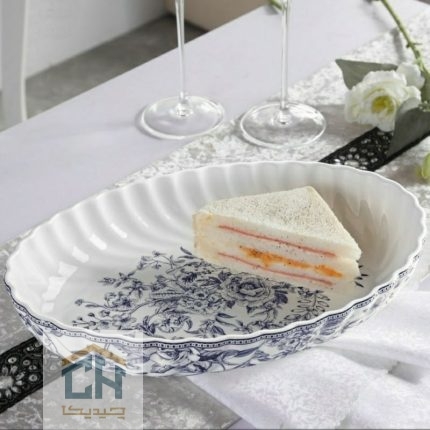 مرغ خوری چینی بیضی بزرگ گلدکیش طرح LOTUS مدل GK701145-1 (1)