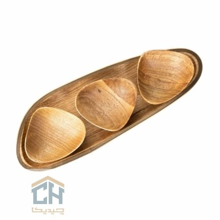اردو خوری چوب و برنج ست 3 تایی گلدکیش طرح WOOD مدل GK829412
