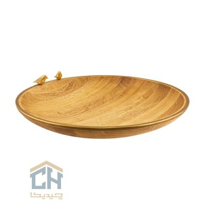 میوه خوری چوب و برنج گرد گلدکیش طرح WOOD مدل GK829513