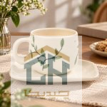 ماگ سرامیکی زیره دار مدل 0001 در چیدمان میز پذیرایی