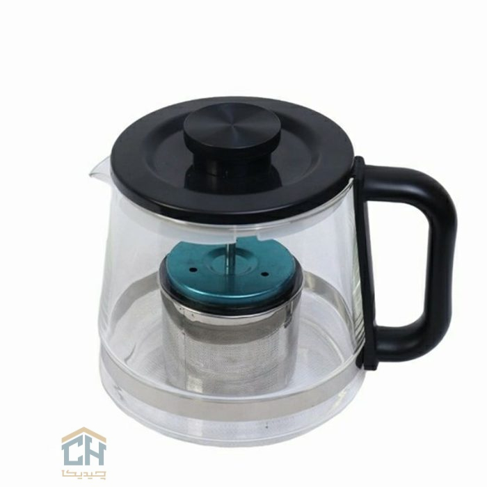 چای ساز روهمی دستینو مشکی با پنل لمسی و قوری شیشه ‌ای (3)