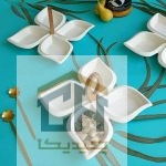 اردو خوری سرامیکی طرح گلبرگ با دسته چوبی بیضی برای سرو تنقلات (2)