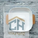 اردو خوری مربع دو خانه سرامیکی با جای سس مرکزی و دسته چوبی (2)