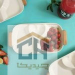 اردو خوری سرامیکی مستطیل سه خانه سفید با طرح قلب (1)