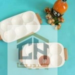 اردو خوری سرامیکی مستطیل ۶ خانه سفید مخصوص سس و مزه (1)