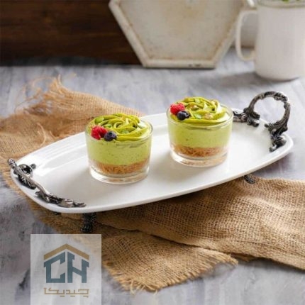 دیس مستطیل دسته پیوتر با طراحی کشیده برای سرو رولت