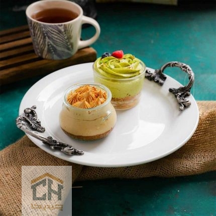 دیس گرد بزرگ دسته پیوتر با طراحی کلاسیک برای سرو میوه (1)