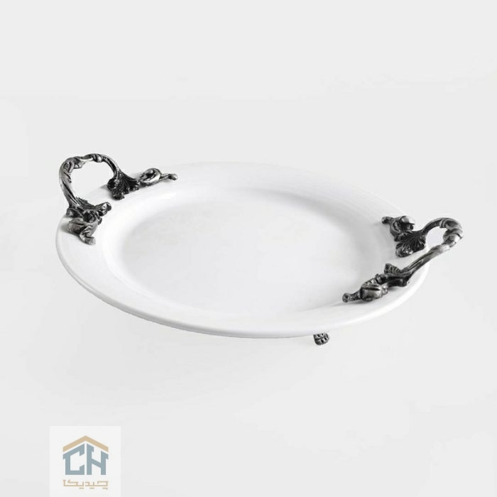دیس گرد بزرگ دسته پیوتر با طراحی کلاسیک برای سرو میوه (2)
