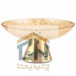 میوه خوری بلور پایه فلزی طرح الیسا مدل 2893 با نقوش طلایی