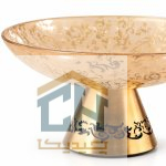 جزئیات پایه طلایی و بدنه نقش دار میوه خوری الیسا