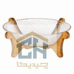 آجیل خوری پایه دار چوبی با بدنه بلور تراش‌ خورده طرح پیکسل (1)