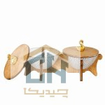 اردو خوری بلور پایه چوبی با طراحی دو تایی و طرح پیکسل (2)