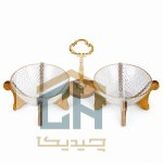 اردو خوری دسته دار چوبی با بدنه بلور طرح پیکسل و دو ظرف مجزا (1)