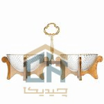 اردو خوری دسته دار چوبی با بدنه بلور طرح پیکسل و دو ظرف مجزا (2)