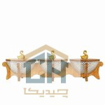 اردو خوری بلور سه تایی با پایه چوبی و درب طرح پیکسل (1)