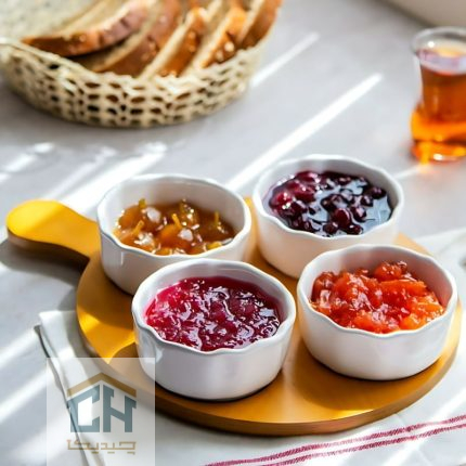 اردو خوری سرامیکی پایه چوبی ست 4 تایی مدل 50046