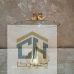 شکلات خوری طلایی با طرح پیکسل و مجسمه قو (1)