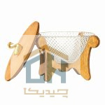 شکلات خوری درب دار چوبی با بدنه بلور طرح پیکسل و دستگیره قو (2)