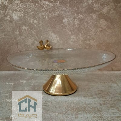 شیرینی خوری بلور بزرگ پایه فلزی طرح سولو مدل 311