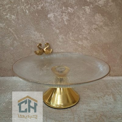 شیرینی خوری بلور متوسط پایه فلزی طرح سولو مدل 312