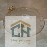 میوه خوری بلور پایه دار با لبه طلایی و مجسمه جفت قو (3)