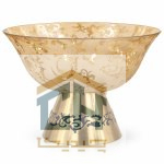 آجیل خوری طرح الیسا با بدنه بلوری گود و پایه طلایی
