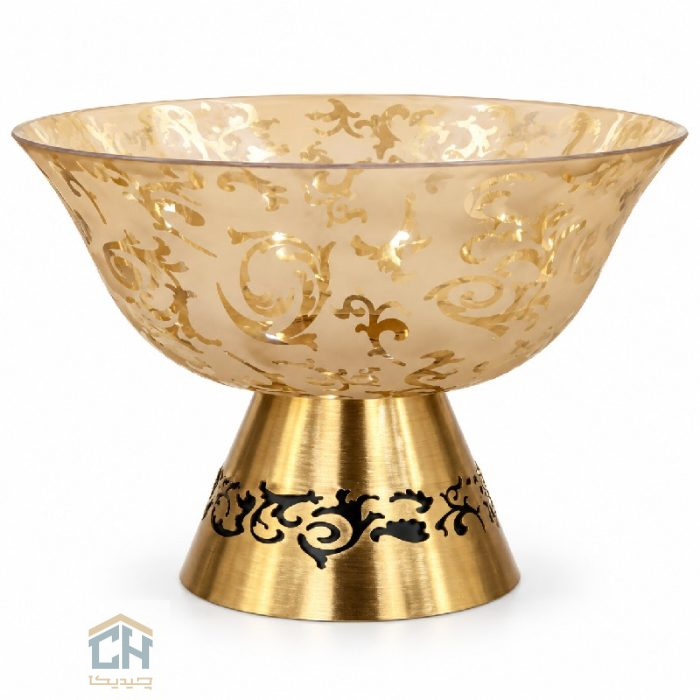 آجیل خوری طرح الیسا با بدنه بلوری گود و پایه طلایی