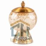 شکلات خوری بلور پایه فلزی طرح الیسا مدل 1-2896 با درب طلایی