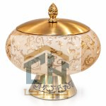 شکلات خوری بزرگ طرح الیسا مدل 2-2896 با بدنه بلوری و درب طلایی