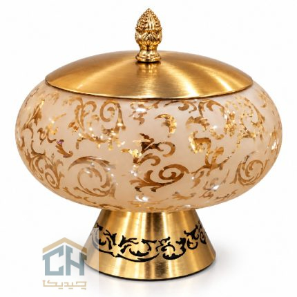 شکلات خوری بزرگ طرح الیسا مدل 2-2896 با بدنه بلوری و درب طلایی