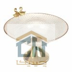 میوه خوری بلور پایه دار با لبه طلایی و مجسمه جفت قو (1)