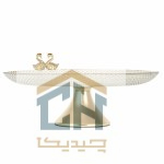 شیرینی خوری بلور پایه دار با لبه طلایی و مجسمه جفت قو (2)