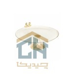 شیرینی خوری کوچک پایه دار با بدنه بلور طرح پیکسل و پایه طلایی (1)
