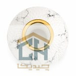 نمای بالا گلدان مدل 5-105 با دهانه گرد طلایی و بدنه سفید رگه دار
