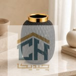 گلدان شیشه ای مشکی مات مدل 2-105 روی سطح سنگی روشن در چیدمان مینیمال