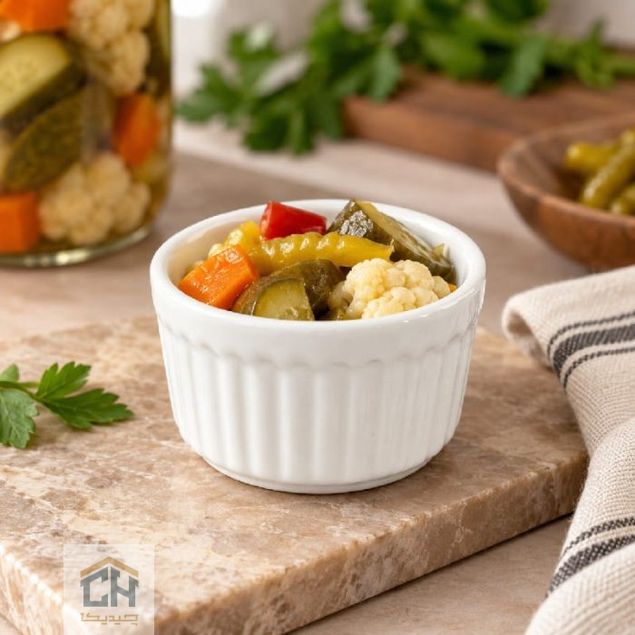 پیاله کوچک سفید برای سرو ترشی و مخلفات