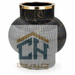 گلدان شیشه ای دکوراتیو مدل 1-116 مشکی با رگه های طلایی