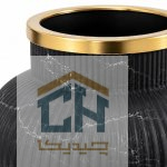 نمای نزدیک حلقه طلایی و رگه های نقره ای روی بدنه مشکی مات