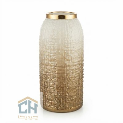 گلدان شیشه ای ابر و بادی مدل 1-217 با نوار طلایی