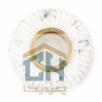 نمای بالا گلدان مدل 5-115 با دهانه طلایی و بدنه سفید شیار دار