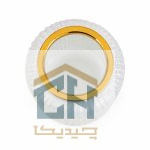 نمای بالای دهانه گلدان صدفی با نوار فلزی طلایی